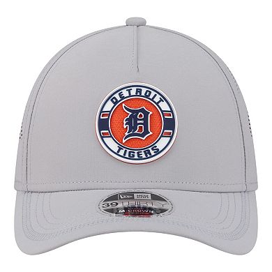 Men's New Era Gray Detroit Tigers Patch 39THIRTY A-Frame M-Crown Perforated Flex Hat