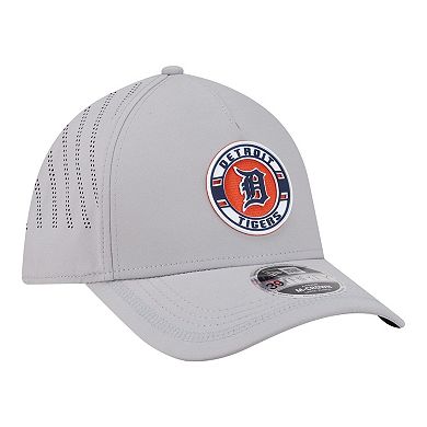 Men's New Era Gray Detroit Tigers Patch 39THIRTY A-Frame M-Crown Perforated Flex Hat