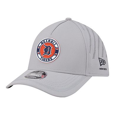 Men's New Era Gray Detroit Tigers Patch 39THIRTY A-Frame M-Crown Perforated Flex Hat