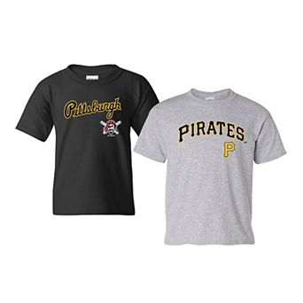 Youth Soft as a Grape Black/Gray Pittsburgh Pirates 2-Pack Logo T-Shirt Set