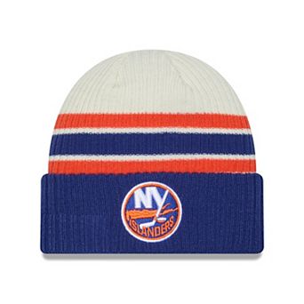 Men's New Era Cream/Royal New York Islanders Vintage Cuffed Knit Hat