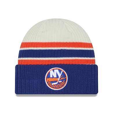 Men's New Era Cream/Royal New York Islanders Vintage Cuffed Knit Hat
