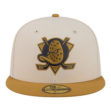 Men's New Era Cream/Tan Anaheim Ducks Colorpack Two-Tone 59FIFTY Fitted Hat