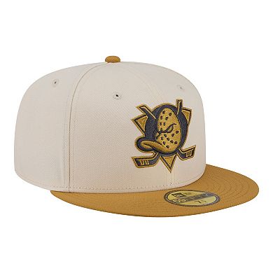 Men's New Era Cream/Tan Anaheim Ducks Colorpack Two-Tone 59FIFTY Fitted Hat