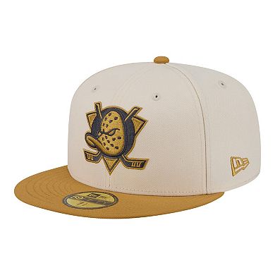Men's New Era Cream/Tan Anaheim Ducks Colorpack Two-Tone 59FIFTY Fitted Hat