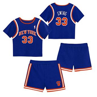 Preschool Mitchell & Ness Patrick Ewing Blue New York Knicks Play by Place Two-Pack T-Shirt & Shorts Set