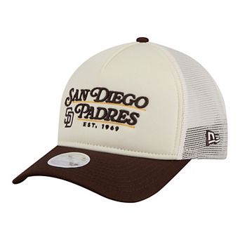 Women's New Era Light Beige/Brown San Diego Padres Retro 9FORTY M-Crown A-Frame Trucker Adjustable Hat