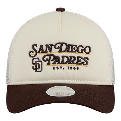 Women's New Era Light Beige/Brown San Diego Padres Retro 9FORTY M-Crown A-Frame Trucker Adjustable Hat
