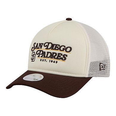 Women's New Era Light Beige/Brown San Diego Padres Retro 9FORTY M-Crown A-Frame Trucker Adjustable Hat