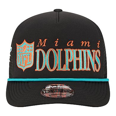 Men's New Era Black Miami Dolphins Throwback Foam 19TWENTY Adjustable Hat