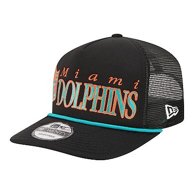 Men's New Era Black Miami Dolphins Throwback Foam 19TWENTY Adjustable Hat