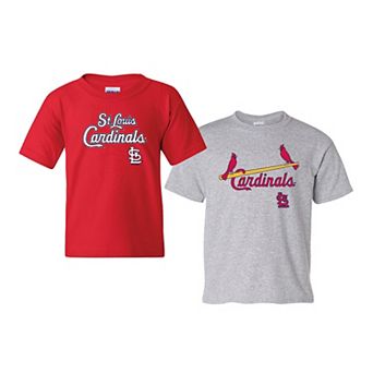 Youth Soft as a Grape Red/Gray St. Louis Cardinals 2-Pack Logo T-Shirt Set
