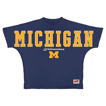 Women's Pressbox Navy Michigan Wolverines Flannigan Oversized T-Shirt