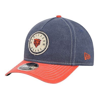 Men's New Era Navy/Orange Chicago Bears 9FORTY Felt A-Frame Adjustable Hat