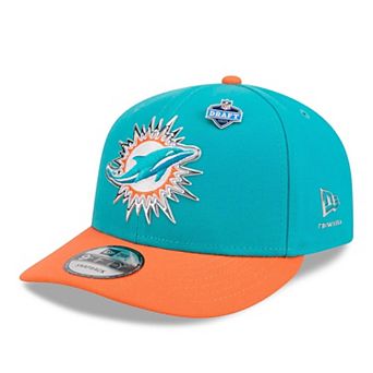 Men's New Era Aqua/Orange Miami Dolphins 2026 NFL Draft On Stage Pre-Curved 9FIFTY Snapback Hat