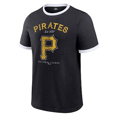 Men's Darius Rucker Collection by Fanatics Black Pittsburgh Pirates Washed Ringer T-Shirt