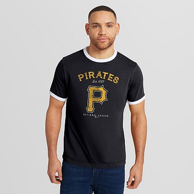 Men's Darius Rucker Collection by Fanatics Black Pittsburgh Pirates Washed Ringer T-Shirt