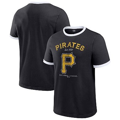Men's Darius Rucker Collection by Fanatics Black Pittsburgh Pirates Washed Ringer T-Shirt