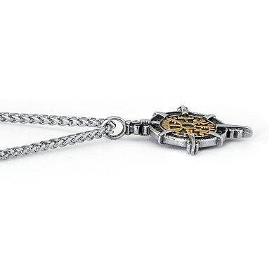 Men's Yellow Gold Ion-Plated Stainless Steel Viking Compass Pendant Necklace