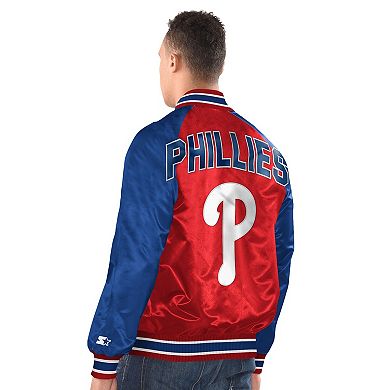Men's Starter Red/Royal Philadelphia Phillies Blitz Varsity Jacket