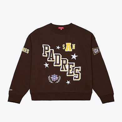Women's Mitchell & Ness Brown San Diego Padres Pep Rally Sweatshirt