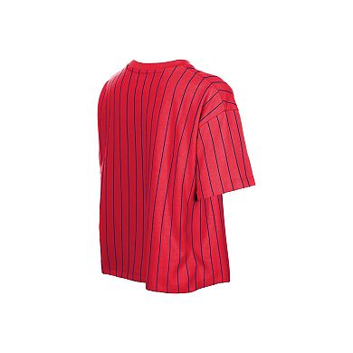 Women's New Era Red Philadelphia Phillies Throwback Meshback Pinstripe Boxy T-Shirt