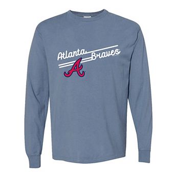 Women's Soft as a Grape Navy Atlanta Braves Pigment Dye Long Sleeve T-Shirt