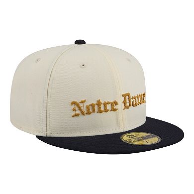 Men's New Era Cream/Navy Notre Dame Fighting Irish Two-Tone Script 59FIFTY Fitted Hat