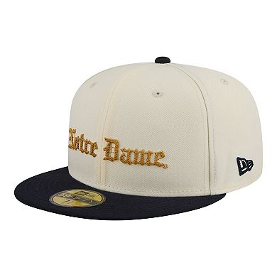 Men's New Era Cream/Navy Notre Dame Fighting Irish Two-Tone Script 59FIFTY Fitted Hat