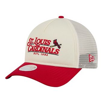 Women's New Era Light Beige/Red St. Louis Cardinals Retro 9FORTY M-Crown A-Frame Trucker Adjustable Hat