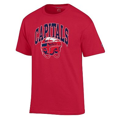 Men's Champion Red Washington Capitals Helmet T-Shirt