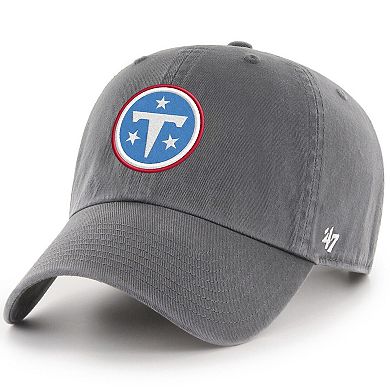 Men's '47 Charcoal Tennessee Titans Primary Logo Clean Up Adjustable Hat