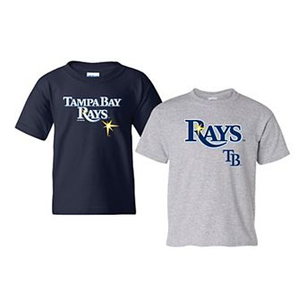 Youth Soft as a Grape Navy/Gray Tampa Bay Rays 2-Pack Logo T-Shirt Set