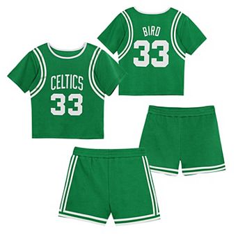 Preschool Mitchell & Ness Larry Bird Kelly Green Boston Celtics Play by Place Two-Pack T-Shirt & Shorts Set