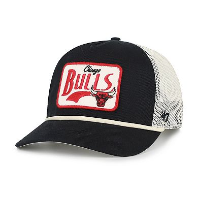 Men's '47 Black Chicago Bulls Emmett Heavy Twill Trucker Hitch Adjustable Hat