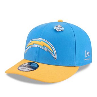 Men's New Era Powder Blue/Gold Los Angeles Chargers 2026 NFL Draft On Stage Pre-Curved 9FIFTY Snapback Hat