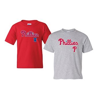 Youth Soft as a Grape Red/Gray Philadelphia Phillies 2-Pack Logo T-Shirt Set