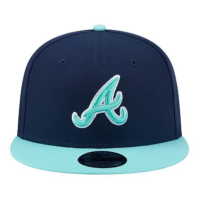 Men's New Era Navy/Turquoise Atlanta Braves Two-Tone Color Pack 9FIFTY Snapback Hat