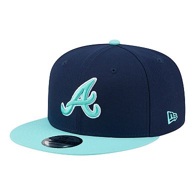 Men's New Era Navy/Turquoise Atlanta Braves Two-Tone Color Pack 9FIFTY Snapback Hat