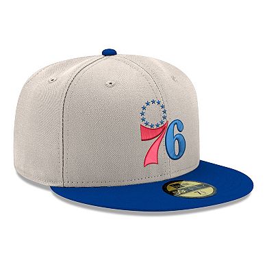 Men's New Era Gray/Royal Philadelphia 76ers Chrome Two-Tone 59FIFTY Fitted Hat
