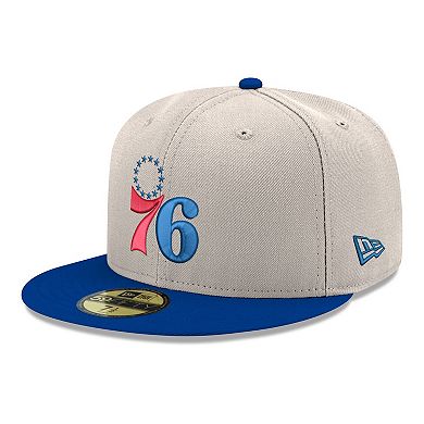 Men's New Era Gray/Royal Philadelphia 76ers Chrome Two-Tone 59FIFTY Fitted Hat