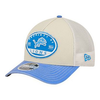Men's New Era Natural Detroit Lions Frayed M-Crown A-Frame 9FORTY Adjustable Hat