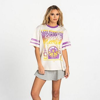 Women's The Wild Collective White Los Angeles Sparks Vintage Drop-Shoulder Oversized T-Shirt