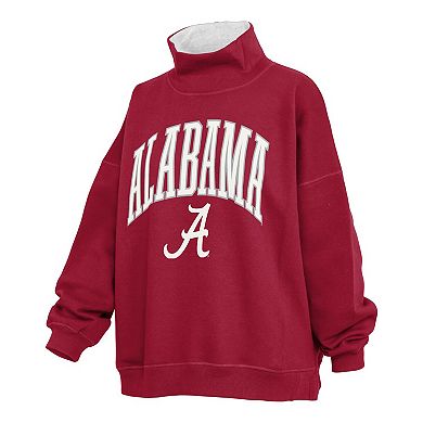 Women's Pressbox Crimson Alabama Crimson Tide Oversized Mock Neck Sweatshirt