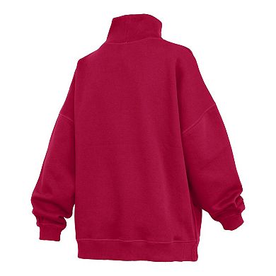 Women's Pressbox Crimson Alabama Crimson Tide Oversized Mock Neck Sweatshirt
