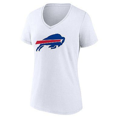 Women's Logo Athletic White Buffalo Bills Primary Logo V-Neck T-Shirt