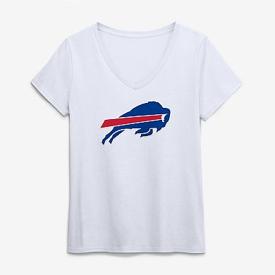 Women's Logo Athletic White Buffalo Bills Primary Logo V-Neck T-Shirt