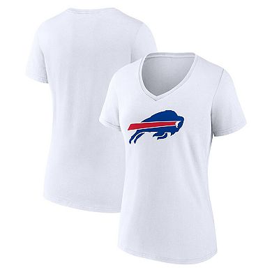 Women's Logo Athletic White Buffalo Bills Primary Logo V-Neck T-Shirt