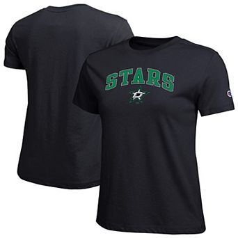 Women's Champion Black Dallas Stars Arch Mascot Logo T-Shirt
