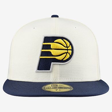Men's New Era White/Navy Indiana Pacers Chrome Two-Tone 59FIFTY Fitted Hat